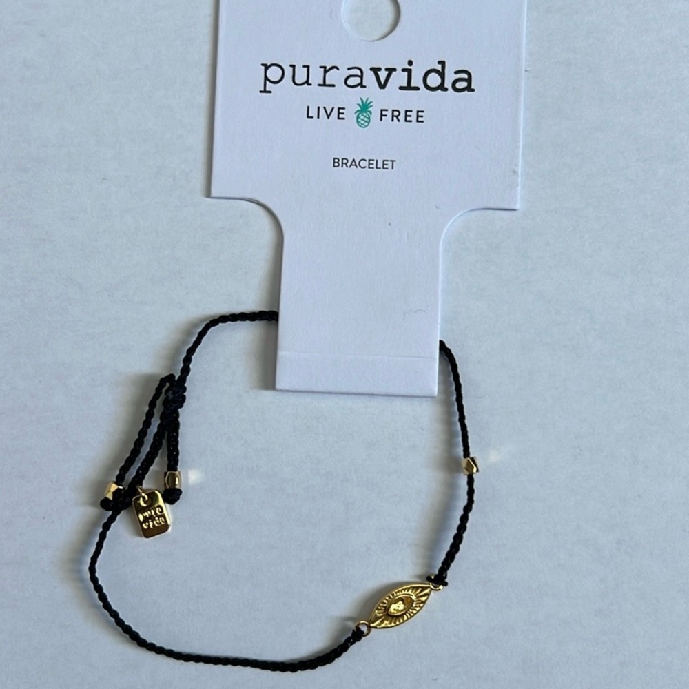 Pura Vida Black Bracelet with Gold Accents